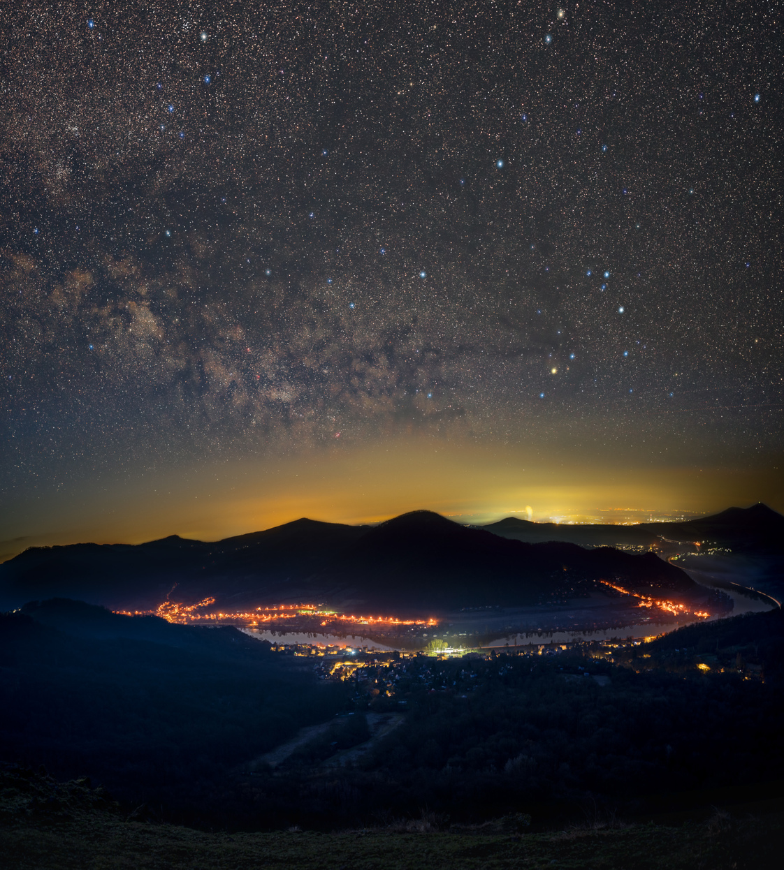 Czech Middle Mountains with Milky Way